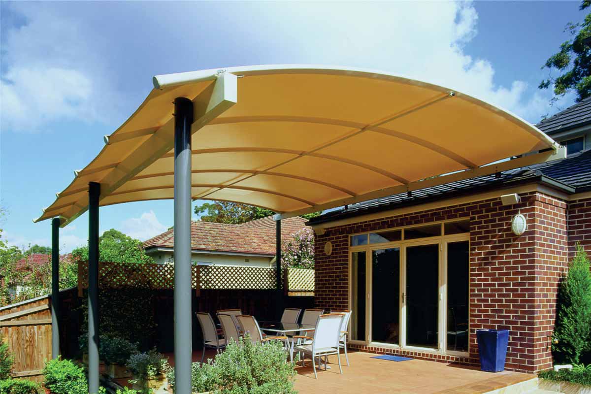 batten awnings with poles