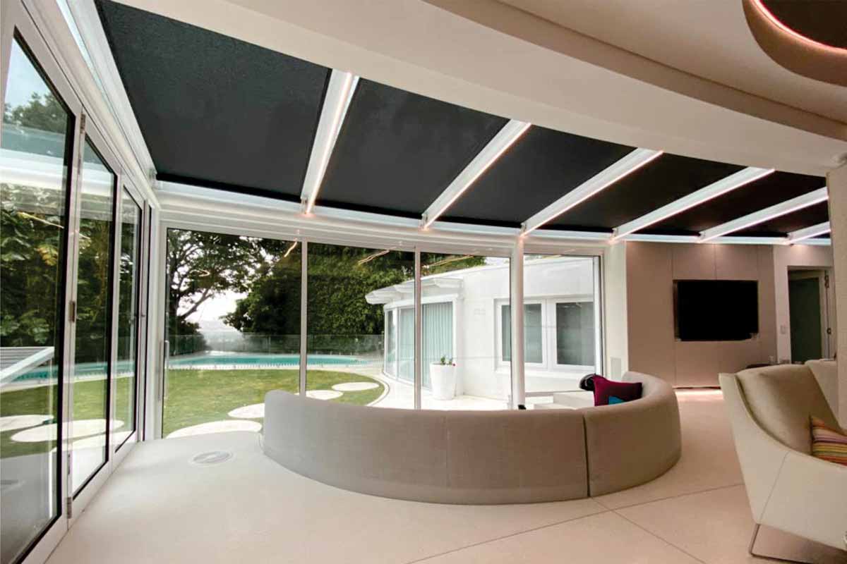 retracting awnings for glass roof