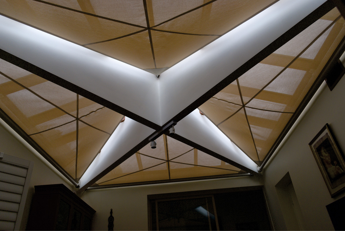 retracting awnings for glass roof