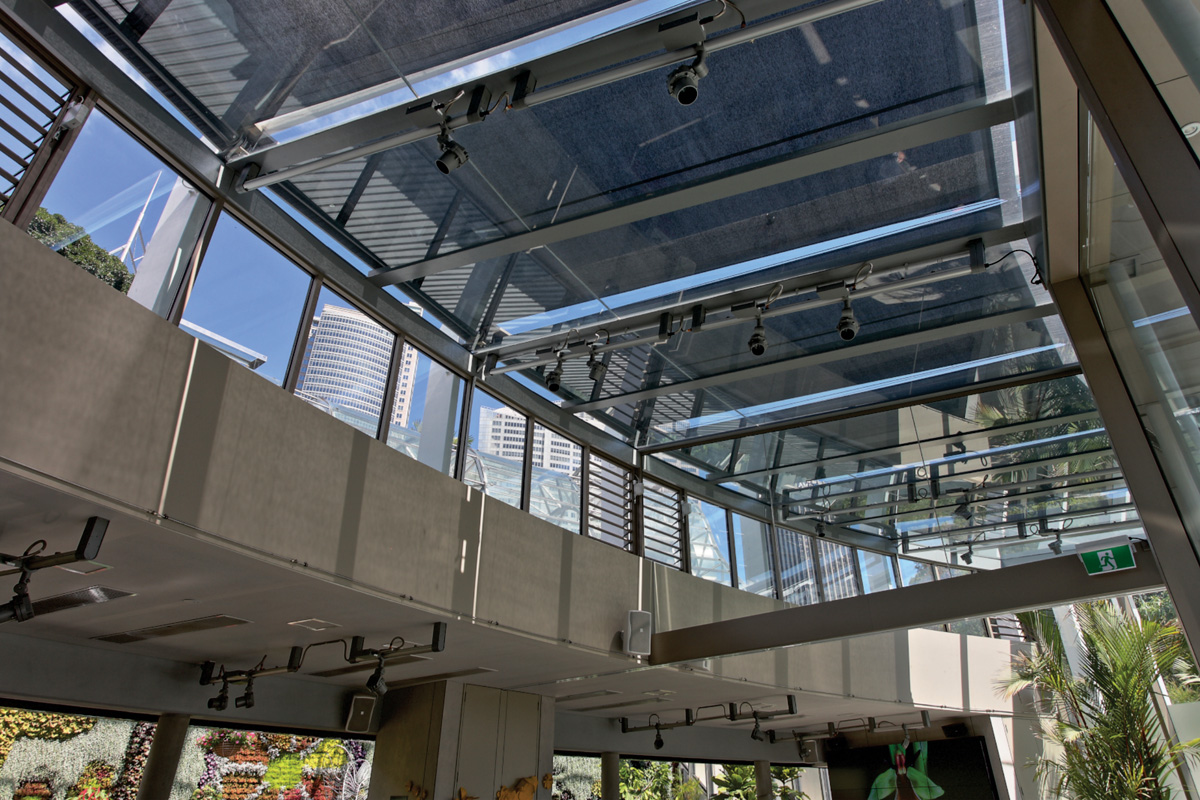 retracting awnings for glass roof