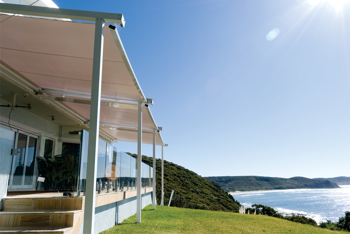 retracting awnings with poles and frame